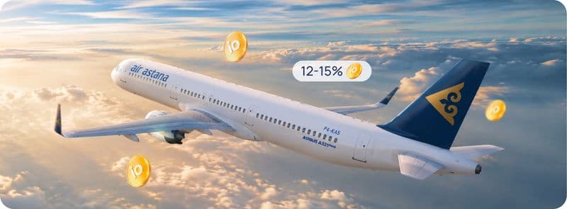 Air Astana reyslari tarifidan 15% gacha keshbek